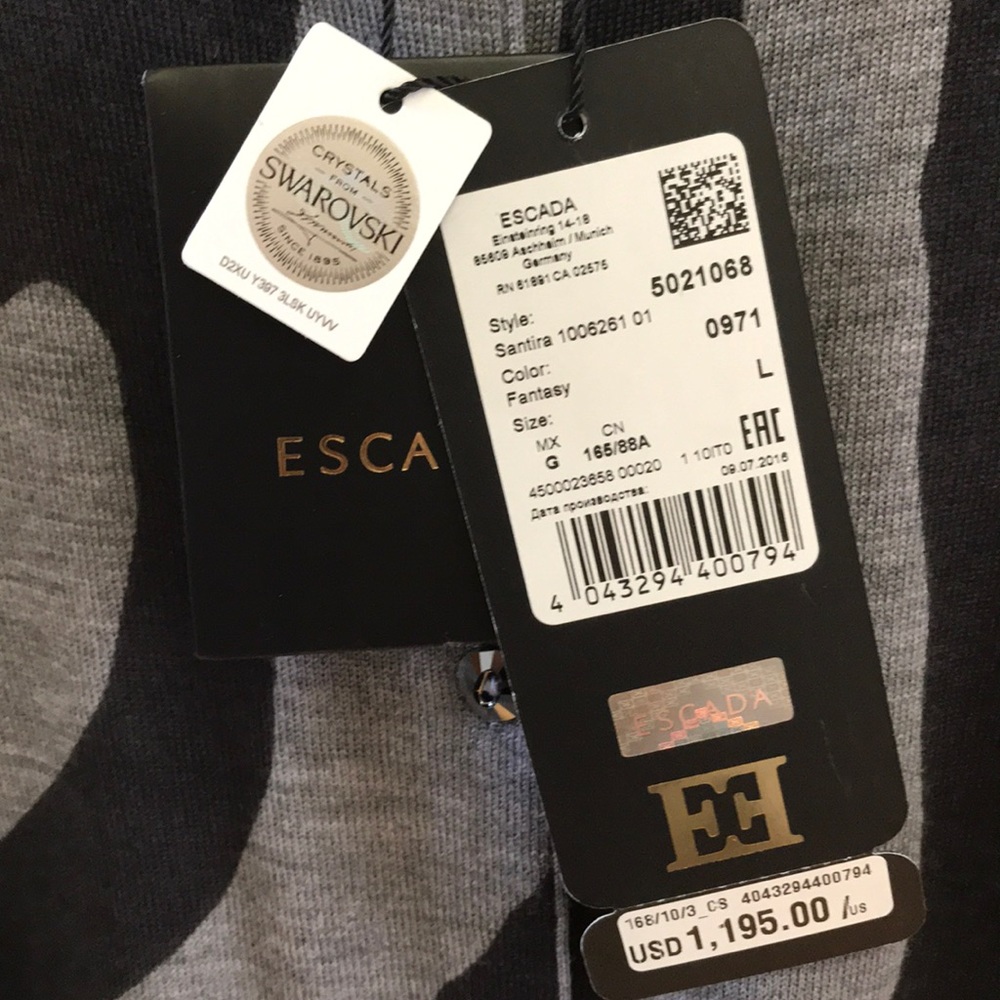 Escada Santira Virgin Wool Zebra Cardigan Sweater - Picture 4 of 4